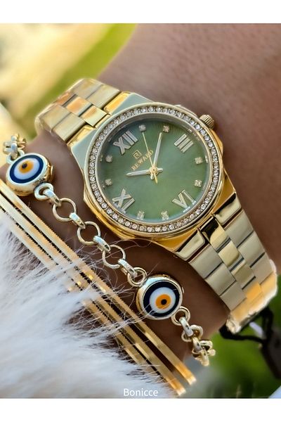 Reward Gold Yellow Color Steel Cord Wrist Watch Bracelet