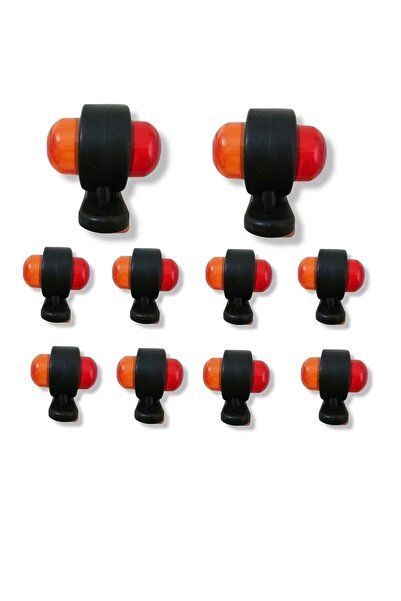 POLATLI OTO AKSESUAR Mini Takoz Lamba Ledli Kırmızı Sarı 10 Adet Yüksek Işık Dorse Yan Tampon Yan Lamba Kamyon Lamba