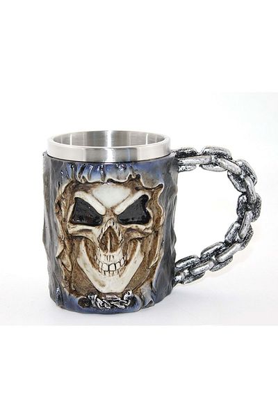 hediyeconcepti 500ml Skull Pattern - Stainless Steel Mug and Soft Drink Cup