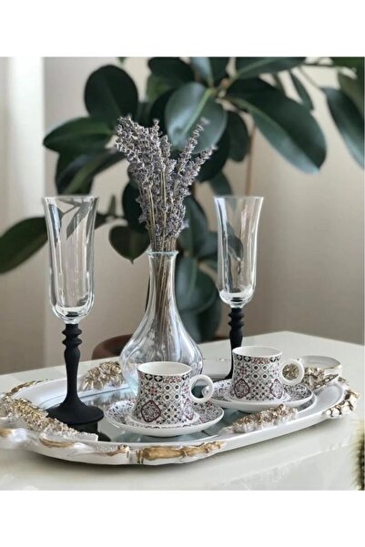 P H Panayır Home Paşabahçe 6 Lı Set Siyah Ayaklı Kahve Yanı Su Bardak Takımı Kadeh 175 Ml.