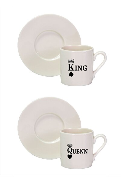 Hediyenza King Quenn Set de 2 cești de cafea turcești cu design dublu, cadou ...