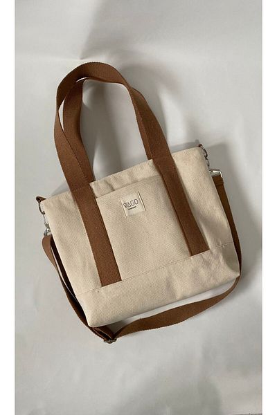 VAGO COLLECTION Цветна платнена чанта с презрамки - тик-так