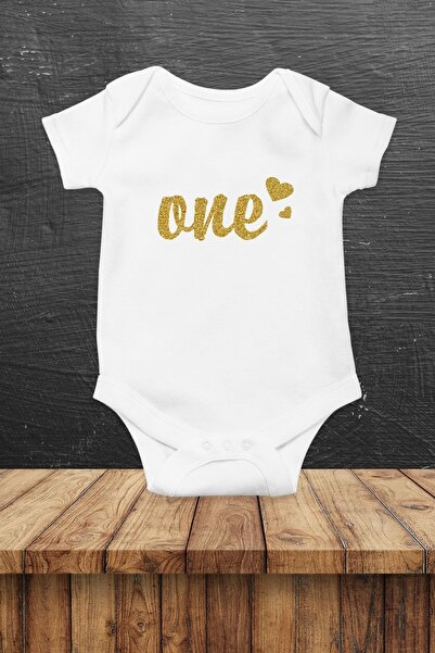 Hediyenza One 1 Year Old Printed Baby Bodysuit