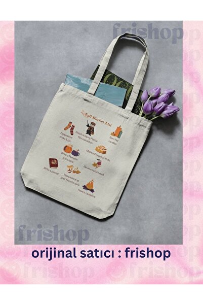 redame Autumn Series - Y2K Cloth Tote Bag, Fall Bucket List