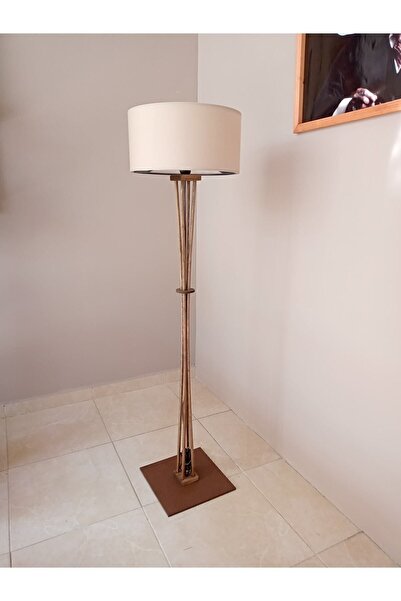 Balsa Dekor Ahşap Lambader Ceviz-krem Bohem, Köşe Lambası