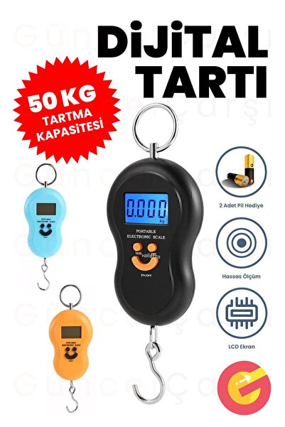 GüncelÇarşı Pratik Pilli Dijital Bagaj Bavul Valiz Ağırlık Ölçme Tartısı, 50 ...