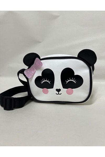 çantaevim Geantă de umăr albă pentru copii Model panda cu model animal drăguț inimă