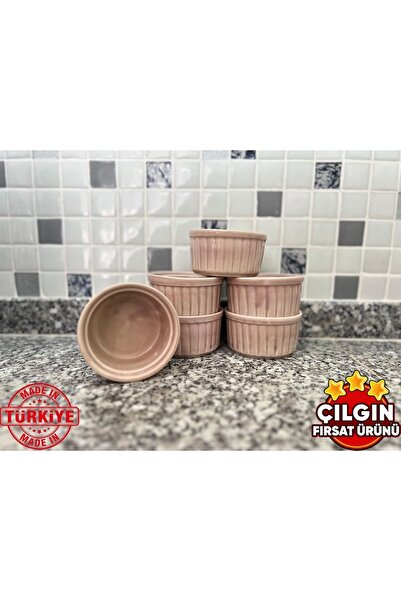 selinaksesuar 6 Pieces Powder Colored Large Size Heat Resistant Ceramic Souff...