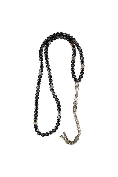 OSMANLI DOĞAL TAŞ Black Eye Agate Natural Stone Rosary 99Pcs - 6mm