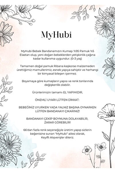MyHubi 8'li Kombin El Yapımı Ribana Kız Bebek Bandana