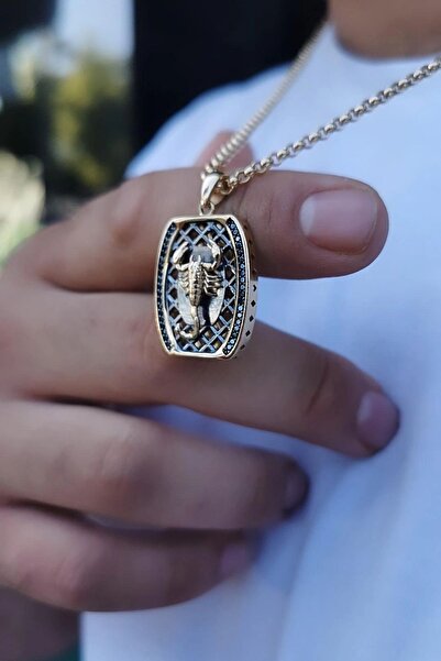 Utku Kuyumculuk 14 AYAR DOC ZİNCİRLİ ÖZEL TASARIM AKREP KOLYE UÇLU İTALYAN ALTIN KOLYE