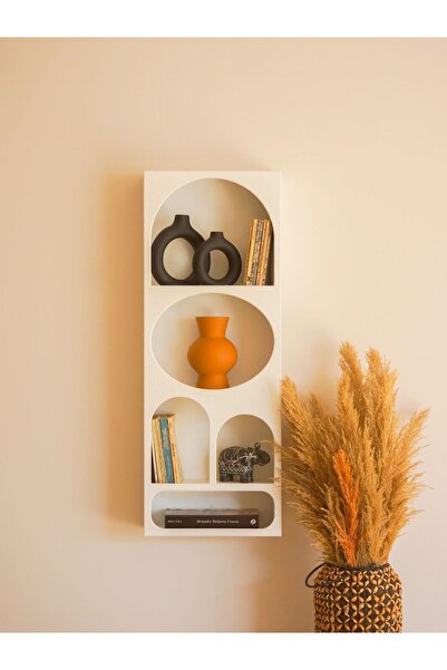 Semya Home Alçı Görünümlü Ahşap Duvar Rafı/niş/kitaplık