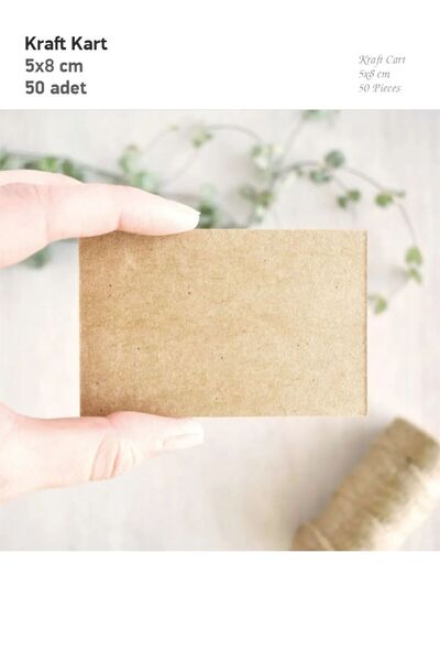 Hsn 50 Adet Kraft Baskısız Boş Kart - Kartvizit - Not Kartı - Hediye Notu - B...