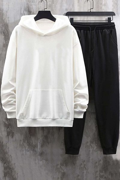 uyguntarz Σετ φόρμας Unisex Butterfly Σετ φόρμας με κουκούλα λευκή μαύρη