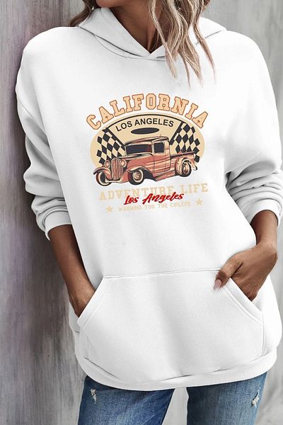 uyguntarz Φούτερ Unisex California με στάμπα με κουκούλα