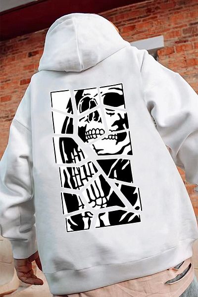 uyguntarz Unisex φούτερ με στάμπα Skullcracked