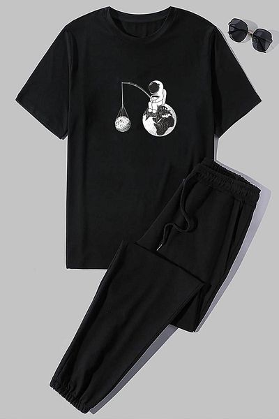 uyguntarz Σετ φόρμας 2 τεμαχίων Unisex Space Printed