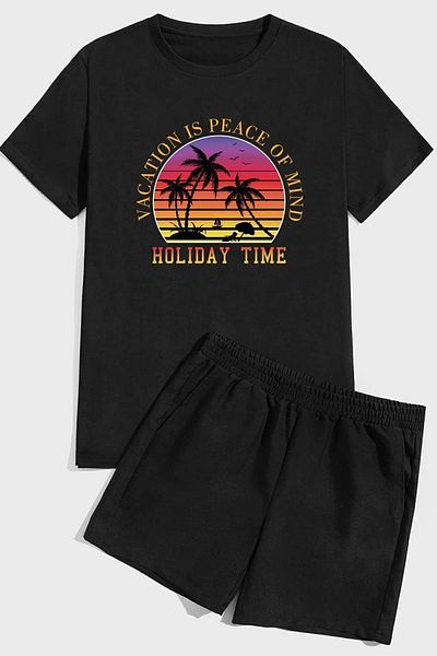 uyguntarz Σετ σορτς εκτύπωσης Holiday Time