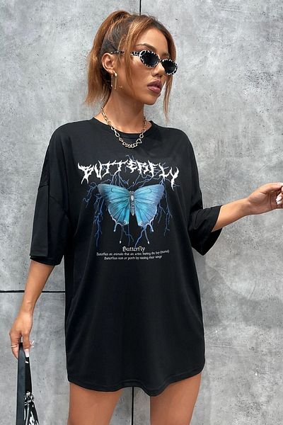 uyguntarz Μπλουζάκι Unisex Blue Butterfly Printed