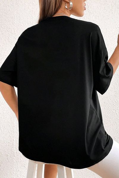 uyguntarz Unisex Another Monday Print Λεπτομερές υπερμεγέθη μπλουζάκι