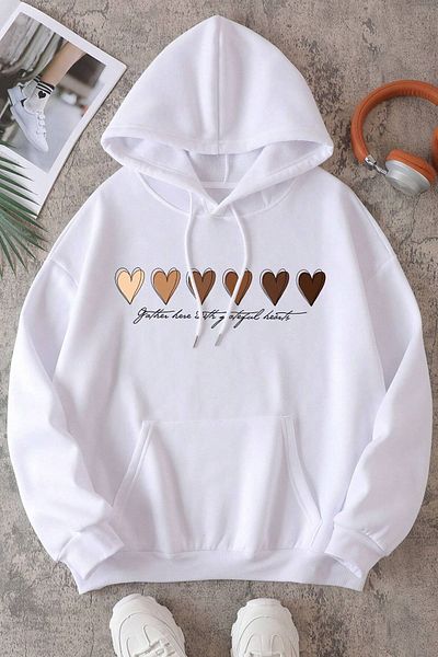 uyguntarz Unisex φούτερ με στάμπα με καρδιά