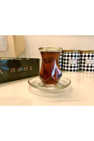 Paşabahçe Şahika Kristal Gold Çay Seti Alya.