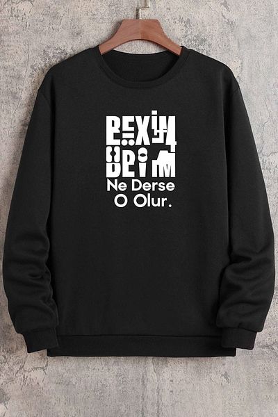 uyguntarz Unisex Whatever My Master Says Goes Printed Φούτερ με λαιμόκοψη