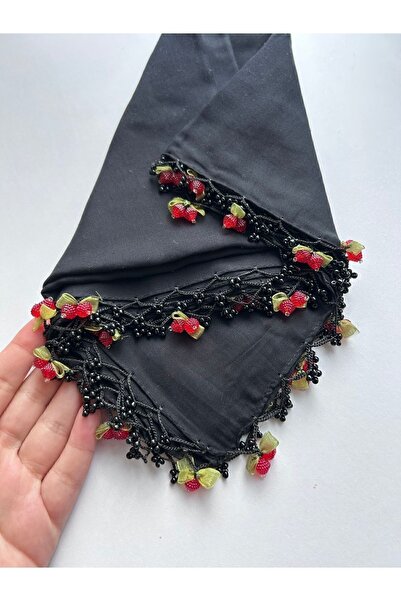 TREND Handmade Cherry Embroidery Writing Edge Beaded Cheesecloth Yemeni