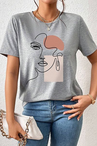 uyguntarz T-shirt unisex z nadrukiem sylwetki i makijażu