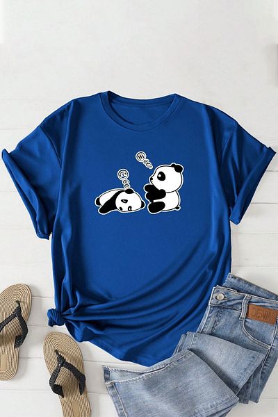 uyguntarz Μπλουζάκι Unisex Sleepy Panda με εμπριμέ σχέδιο