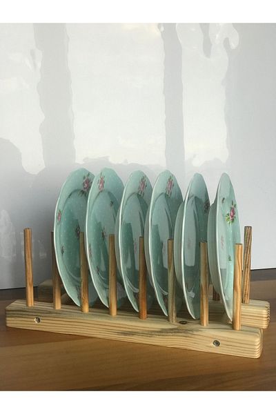 lata ahşap Wooden Decorative Plate Holder - Plate Stand