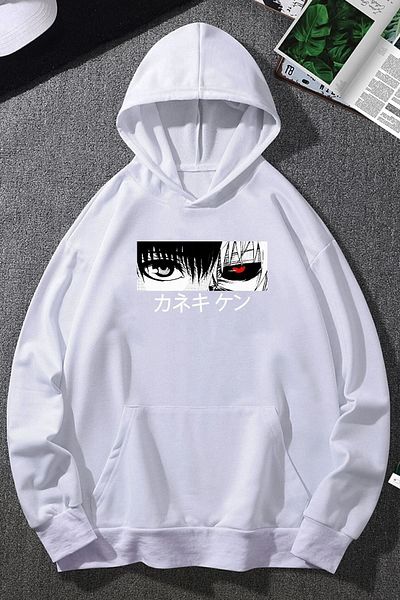 uyguntarz Unisex φούτερ με στάμπα Ken Kaneki με κουκούλα