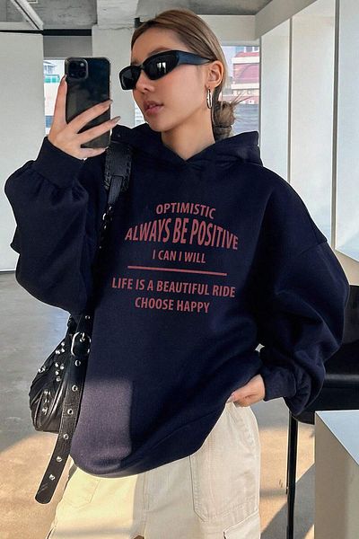 uyguntarz Унисекс суичър с щампи Always Be Positive