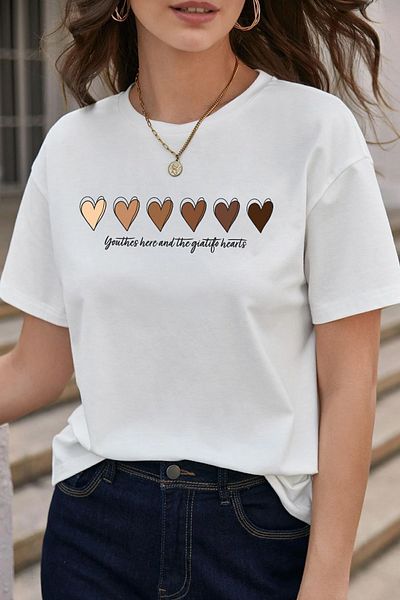 uyguntarz Μπλουζάκι Unisex Hearts Printed Design