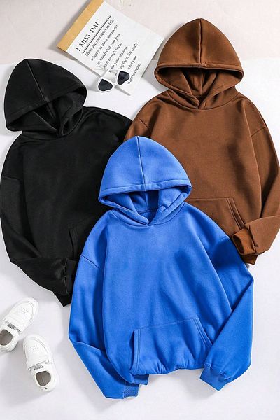 uyguntarz Unisex obyčejná 3' nepotištěná oversize mikina s kapucí
