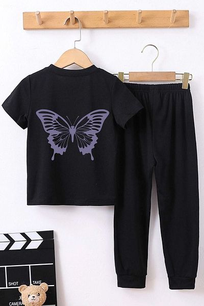 uyguntarz Kids Butterfly Bottom - Top Σετ αθλητικής φόρμας