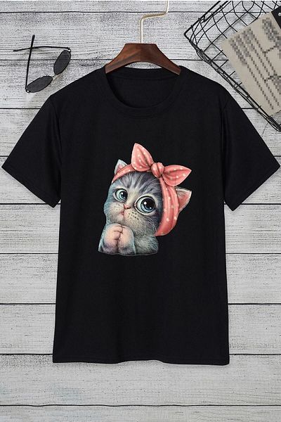 uyguntarz Unisex-T-Shirt mit süßem Katzen-Design