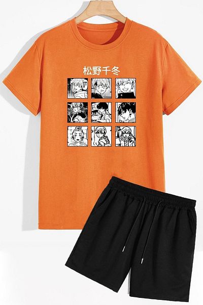 trendypassion Trainingsanzug-Set mit bequemem Anime-Muster, Shorts und T-Shirt