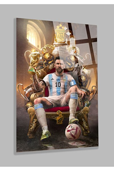 TAULART Γυάλινος πίνακας Messi Unbreakable Glass, Δώρο για το σπίτι και το γρ...