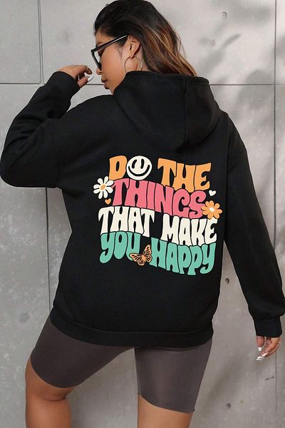 uyguntarz Unisex Oversize Κάντε τα πράγματα που σας κάνουν Φούτερ με στάμπα