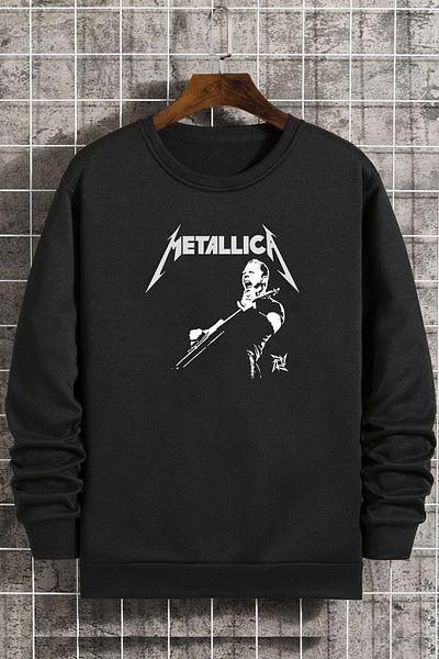 uyguntarz Унисекс суитшърт с щамповано деколте Metalica