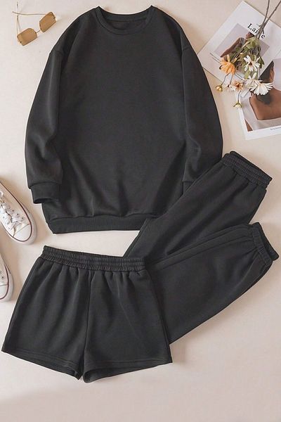 uyguntarz Unisex Σετ κοντό φούτερ Sweat 3 τεμαχίων