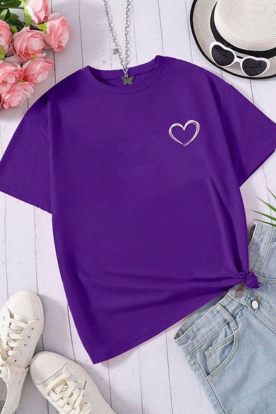 uyguntarz Unisex T-Shirt mit aufgedrucktem Herzen-Design