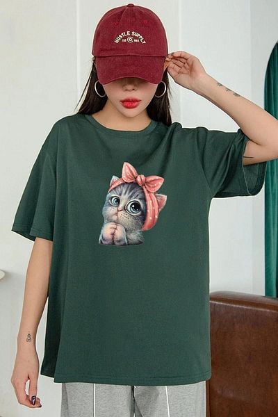 uyguntarz Unisex-T-Shirt mit süßem Katzen-Design