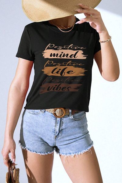 uyguntarz Μπλουζάκι Unisex Mind Life Vibes Printed Oversize