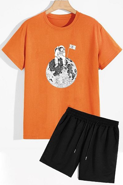 trendypassion Space Themed Shorts T-shirt Tracksuit Set