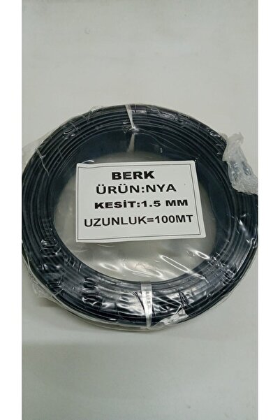 BERKS 1.5 mm SİYAH Nya Kablo 100 metre  Tam Kesit Tesisat Kablosu