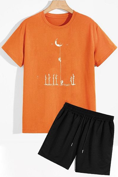 trendypassion Shorts-T-Shirt-Trainingsanzug-Set mit Weltraum-Thema