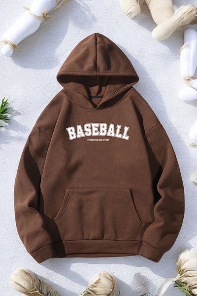 uyguntarz Übergroßes Baseball-Sweatshirt mit Aufdruck