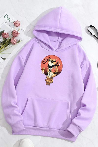 uyguntarz Unisex φούτερ με στάμπα Shinobi Cat